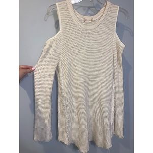 Cream- Shoulder Knit Crewneck Sweater (Altard State)- Size Small